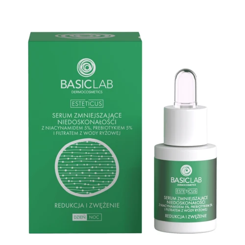 BasicLab Esteticus Serum zmniejszające niedoskonałości z niacynamidem 5% - redukcja i zwężenie 15 ml