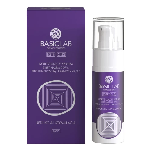 BasicLab Esteticus Korygujące serum z retinalem 0,07% i fitosfingozyną i karnozyną 2.0 – redukcja i stymulacja 30 ml