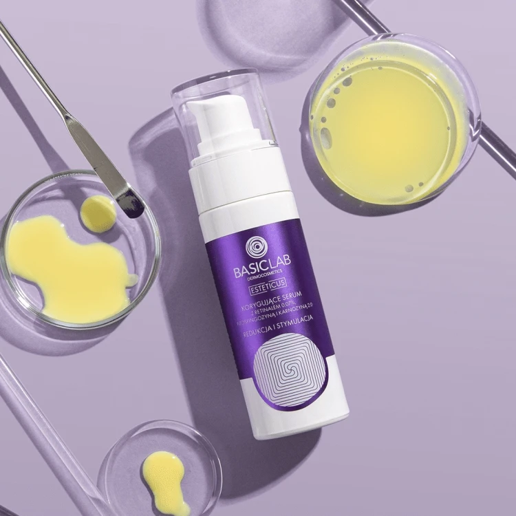 BasicLab Esteticus Korygujące serum z retinalem 0,07% i fitosfingozyną i karnozyną 2.0 – redukcja i stymulacja 30 ml